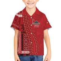 Samoa FAST Siapo Family Matching Tank Maxi Dress and Hawaiian Shirt Tatau-Ulafala Vines LT7 Son's Shirt Red - Polynesian Pride