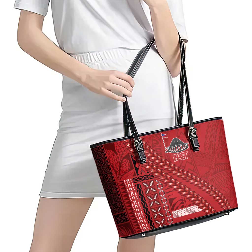 Samoa FAST Siapo Leather Tote Bag Tatau-Ulafala Vines - Polynesian Pride