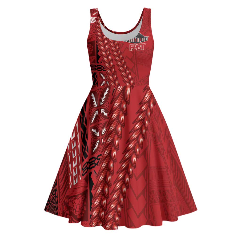 Samoa FAST Siapo Midi Dress Tatau-Ulafala Vines - Polynesian Pride