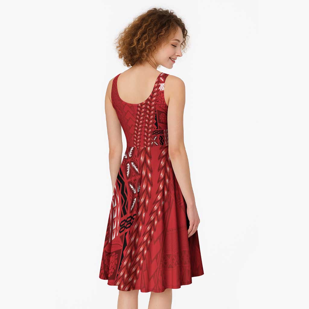 Samoa FAST Siapo Midi Dress Tatau-Ulafala Vines - Polynesian Pride