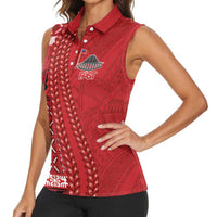 Samoa FAST Siapo Women Sleeveless Polo Shirt Tatau-Ulafala Vines - Polynesian Pride