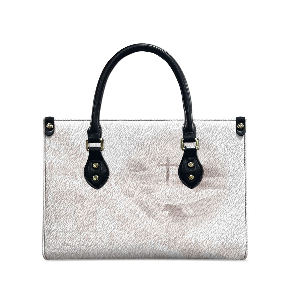 Samoa Lotu Tamaiti White Prayers Leather Bag Floral Mamanu Siapo LT7 - Polynesian Pride