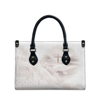 Samoa Lotu Tamaiti White Prayers Leather Bag Floral Mamanu Siapo LT7 - Polynesian Pride