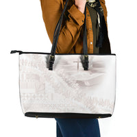 Samoa Lotu Tamaiti White Prayers Leather Tote Bag Floral Mamanu Siapo LT7 - Polynesian Pride