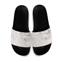 Samoa Lotu Tamaiti White Prayers Slide Sandals Floral Mamanu Siapo LT7 White - Polynesian Pride