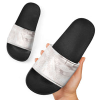 Samoa Lotu Tamaiti White Prayers Slide Sandals Floral Mamanu Siapo LT7 - Polynesian Pride