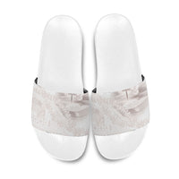 Samoa Lotu Tamaiti White Prayers Slide Sandals Floral Mamanu Siapo LT7 White - Polynesian Pride