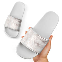 Samoa Lotu Tamaiti White Prayers Slide Sandals Floral Mamanu Siapo LT7 - Polynesian Pride