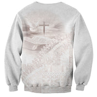 Samoa Lotu Tamaiti White Prayers Sweatshirt Floral Mamanu Siapo LT7 - Polynesian Pride