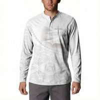 Tonga White Sunday Fakame Button Sweatshirt Tokelaufeletoa Kupesi LT7 - Polynesian Pride