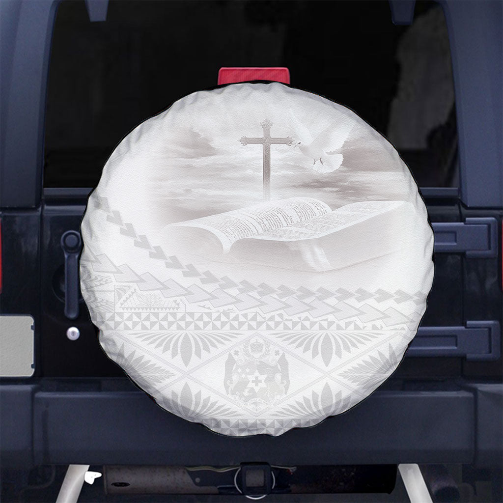 Tonga White Sunday Fakame Spare Tire Cover Tokelaufeletoa Kupesi LT7 No hole White - Polynesian Pride