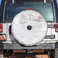 Tonga White Sunday Fakame Spare Tire Cover Tokelaufeletoa Kupesi LT7 White - Polynesian Pride