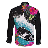 Hawaii Surfing Family Matching Off Shoulder Maxi Dress and Hawaiian Shirt Triple Crown Rides The Waves LT7 - Polynesian Pride