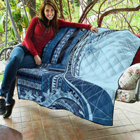 Samoa Siapo Mamanu Quilt Plumeria Navy Blue Motifs