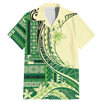 Samoa Siapo Mamanu Family Matching Mermaid Dress and Hawaiian Shirt Plumeria Emerald Motifs LT7 Dad's Shirt - Short Sleeve Green - Polynesian Pride