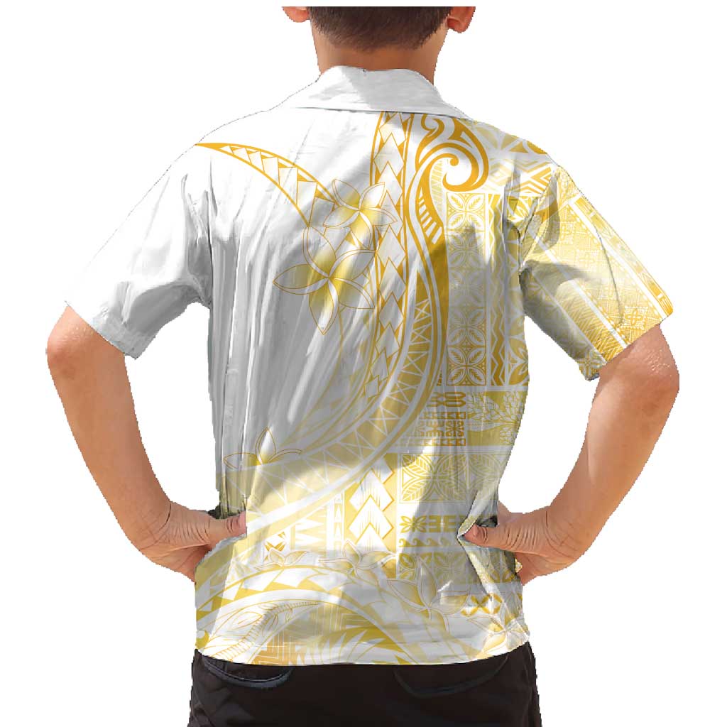 Samoa Siapo Mamanu Family Matching Mermaid Dress and Hawaiian Shirt Plumeria Fancy Gold Motifs LT7 - Polynesian Pride