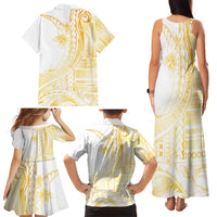 Samoa Siapo Mamanu Family Matching Tank Maxi Dress and Hawaiian Shirt Plumeria Fancy Gold Motifs LT7 - Polynesian Pride