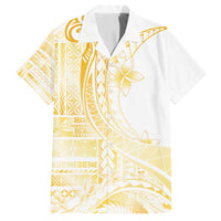 Samoa Siapo Mamanu Family Matching Tank Maxi Dress and Hawaiian Shirt Plumeria Fancy Gold Motifs LT7 Dad's Shirt - Short Sleeve Gold - Polynesian Pride