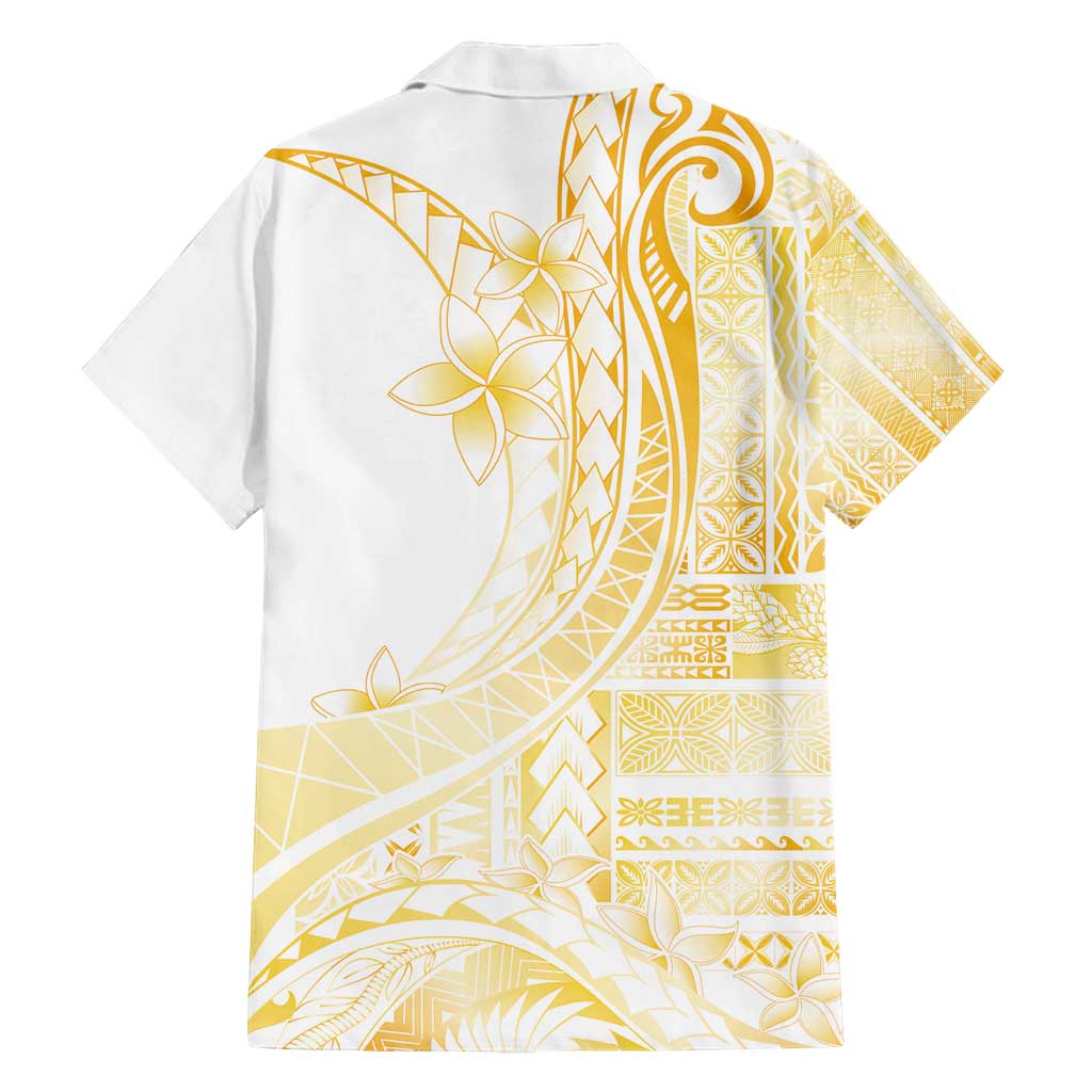 Samoa Siapo Mamanu Family Matching Tank Maxi Dress and Hawaiian Shirt Plumeria Fancy Gold Motifs LT7 - Polynesian Pride
