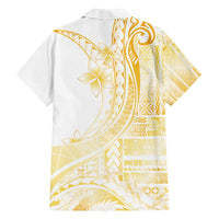 Samoa Siapo Mamanu Family Matching Tank Maxi Dress and Hawaiian Shirt Plumeria Fancy Gold Motifs LT7 - Polynesian Pride