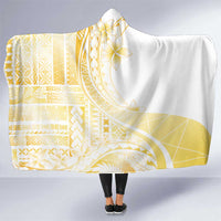 Samoa Siapo Mamanu Hooded Blanket Plumeria Fancy Gold Motifs LT7 One Size Gold - Polynesian Pride
