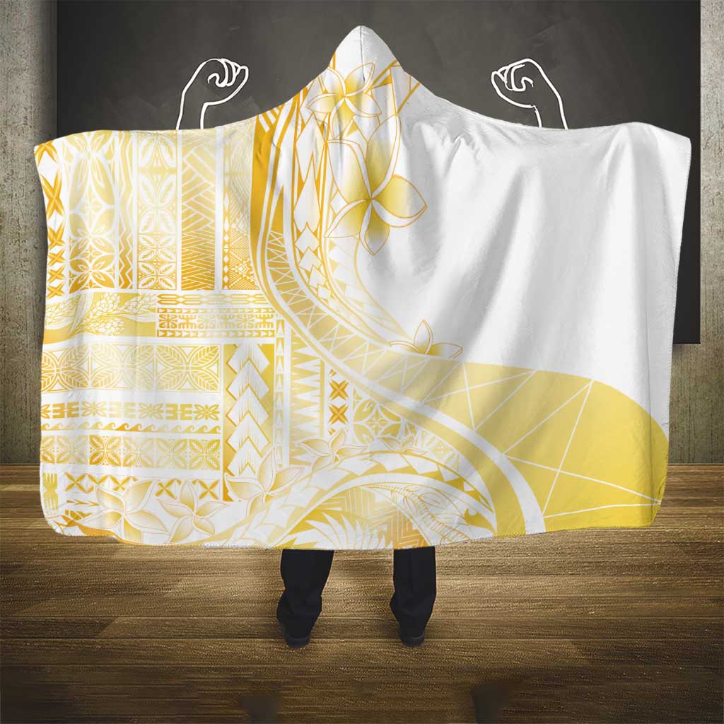 Samoa Siapo Mamanu Hooded Blanket Plumeria Fancy Gold Motifs LT7 - Polynesian Pride