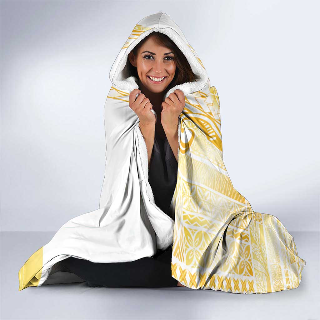 Samoa Siapo Mamanu Hooded Blanket Plumeria Fancy Gold Motifs LT7 - Polynesian Pride