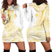 Samoa Siapo Mamanu Hoodie Dress Plumeria Fancy Gold Motifs LT7 - Polynesian Pride