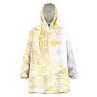 Samoa Siapo Mamanu Wearable Blanket Hoodie Plumeria Fancy Gold Motifs LT7 One Size Gold - Polynesian Pride