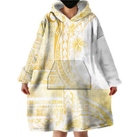 Samoa Siapo Mamanu Wearable Blanket Hoodie Plumeria Fancy Gold Motifs LT7 - Polynesian Pride