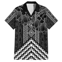 Aotearoa Taniko Pattern Family Matching Long Sleeve Bodycon Dress and Hawaiian Shirt Poutama Mix Kowhai Flowers LT7 Dad's Shirt - Short Sleeve Grey - Polynesian Pride