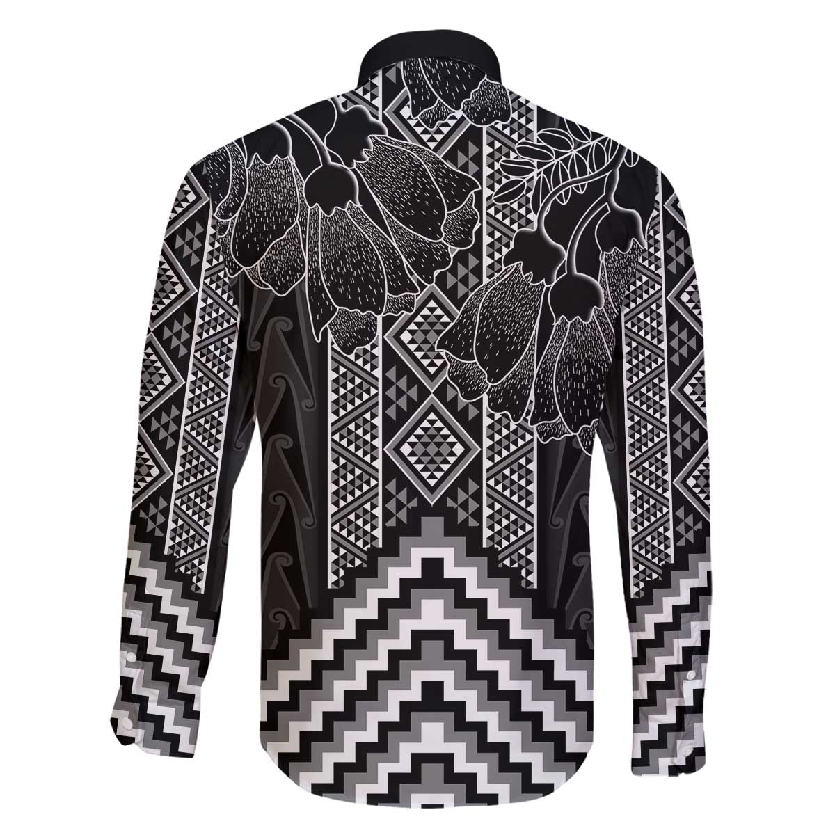 Aotearoa Taniko Pattern Family Matching Off The Shoulder Long Sleeve Dress and Hawaiian Shirt Poutama Mix Kowhai Flowers LT7 - Polynesian Pride