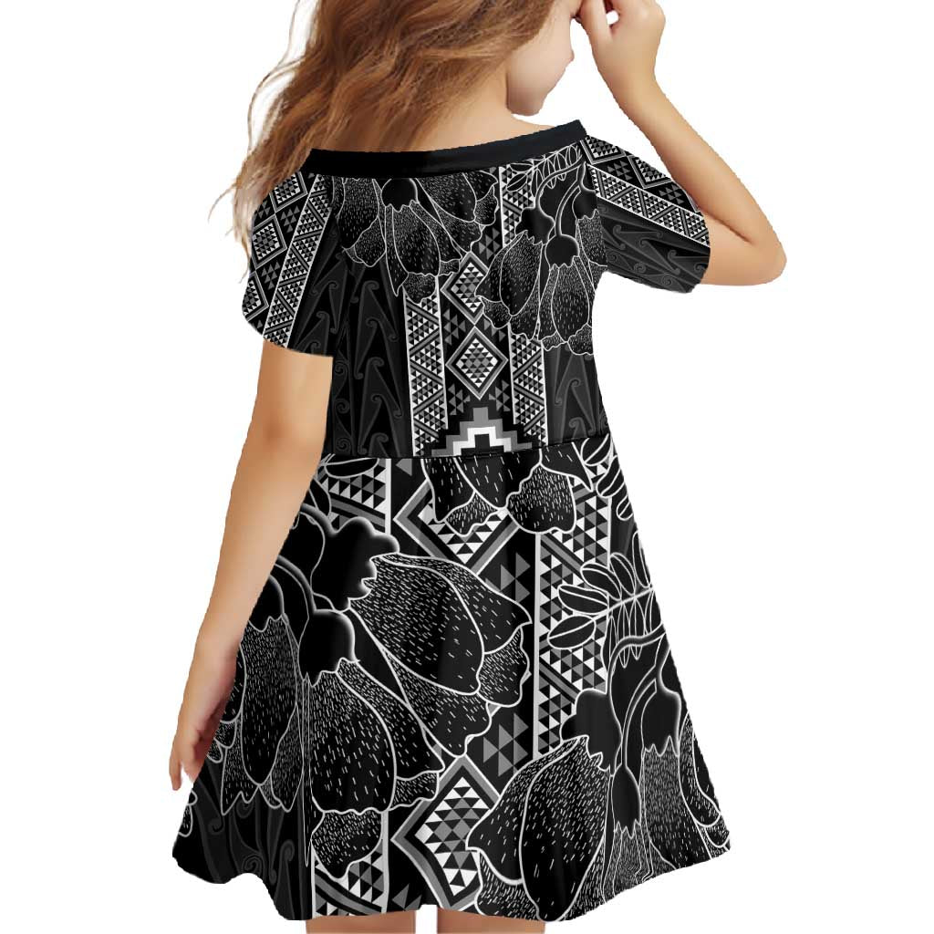 Aotearoa Taniko Pattern Family Matching Short Sleeve Bodycon Dress and Hawaiian Shirt Poutama Mix Kowhai Flowers LT7 - Polynesian Pride