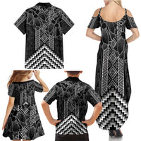 Aotearoa Taniko Pattern Family Matching Summer Maxi Dress and Hawaiian Shirt Poutama Mix Kowhai Flowers LT7 - Polynesian Pride