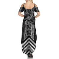 Aotearoa Taniko Pattern Family Matching Summer Maxi Dress and Hawaiian Shirt Poutama Mix Kowhai Flowers LT7 - Polynesian Pride