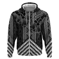 Aotearoa Taniko Pattern Hoodie Poutama Mix Kowhai Flowers