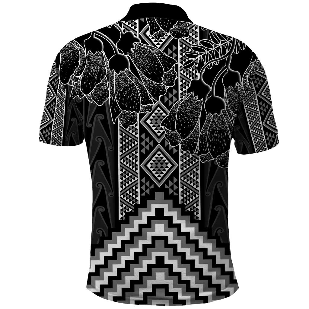 Aotearoa Taniko Pattern Polo Shirt Poutama Mix Kowhai Flowers