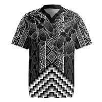 Aotearoa Taniko Pattern Rugby Jersey Poutama Mix Kowhai Flowers LT7 Grey - Polynesian Pride