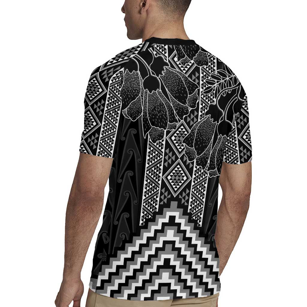 Aotearoa Taniko Pattern Rugby Jersey Poutama Mix Kowhai Flowers LT7 - Polynesian Pride