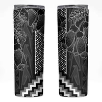 Aotearoa Taniko Pattern Skinny Tumbler Poutama Mix Kowhai Flowers LT7 Grey - Polynesian Pride
