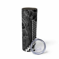 Aotearoa Taniko Pattern Skinny Tumbler Poutama Mix Kowhai Flowers LT7 - Polynesian Pride