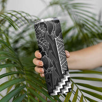 Aotearoa Taniko Pattern Skinny Tumbler Poutama Mix Kowhai Flowers LT7 - Polynesian Pride
