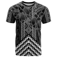 Aotearoa Taniko Pattern T Shirt Poutama Mix Kowhai Flowers LT7 Grey - Polynesian Pride