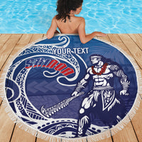 Samoa Manuia le Aso Tuto'atasi Siapo Motif Beach Blanket Warrior with Nifo Oti LT7 - Polynesian Pride