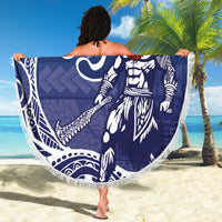 Samoa Manuia le Aso Tuto'atasi Siapo Motif Beach Blanket Warrior with Nifo Oti LT7 - Polynesian Pride