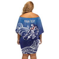 Samoa Manuia le Aso Tuto'atasi Siapo Motif Family Matching Off Shoulder Short Dress and Hawaiian Shirt Warrior with Nifo Oti LT7 - Polynesian Pride