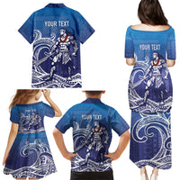 Samoa Manuia le Aso Tuto'atasi Siapo Motif Family Matching Puletasi and Hawaiian Shirt Warrior with Nifo Oti LT7 - Polynesian Pride