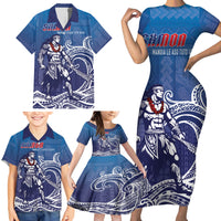 Samoa Manuia le Aso Tuto'atasi Siapo Motif Family Matching Short Sleeve Bodycon Dress and Hawaiian Shirt Warrior with Nifo Oti LT7 - Polynesian Pride