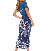 Samoa Manuia le Aso Tuto'atasi Siapo Motif Family Matching Short Sleeve Bodycon Dress and Hawaiian Shirt Warrior with Nifo Oti LT7 - Polynesian Pride