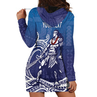 Samoa Manuia le Aso Tuto'atasi Siapo Motif Hoodie Dress Warrior with Nifo Oti LT7 - Polynesian Pride